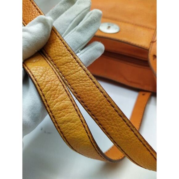 Fossil Orange Pebbles Leather Double Handle Zipper Tote Shoulder Bag - Picture 6 of 13